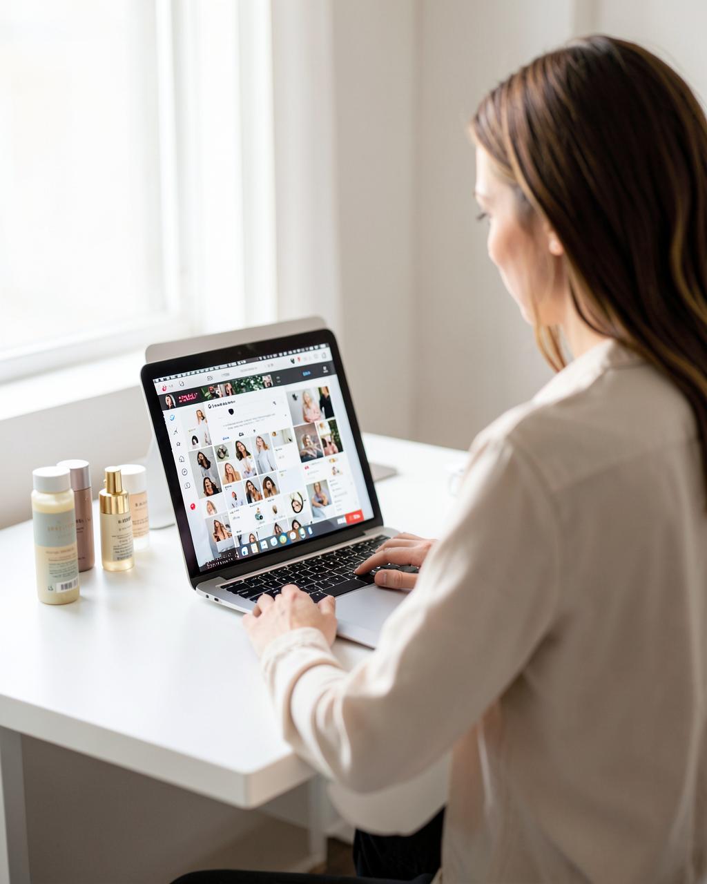 Noor, brand designer, planning an Instagram content grid